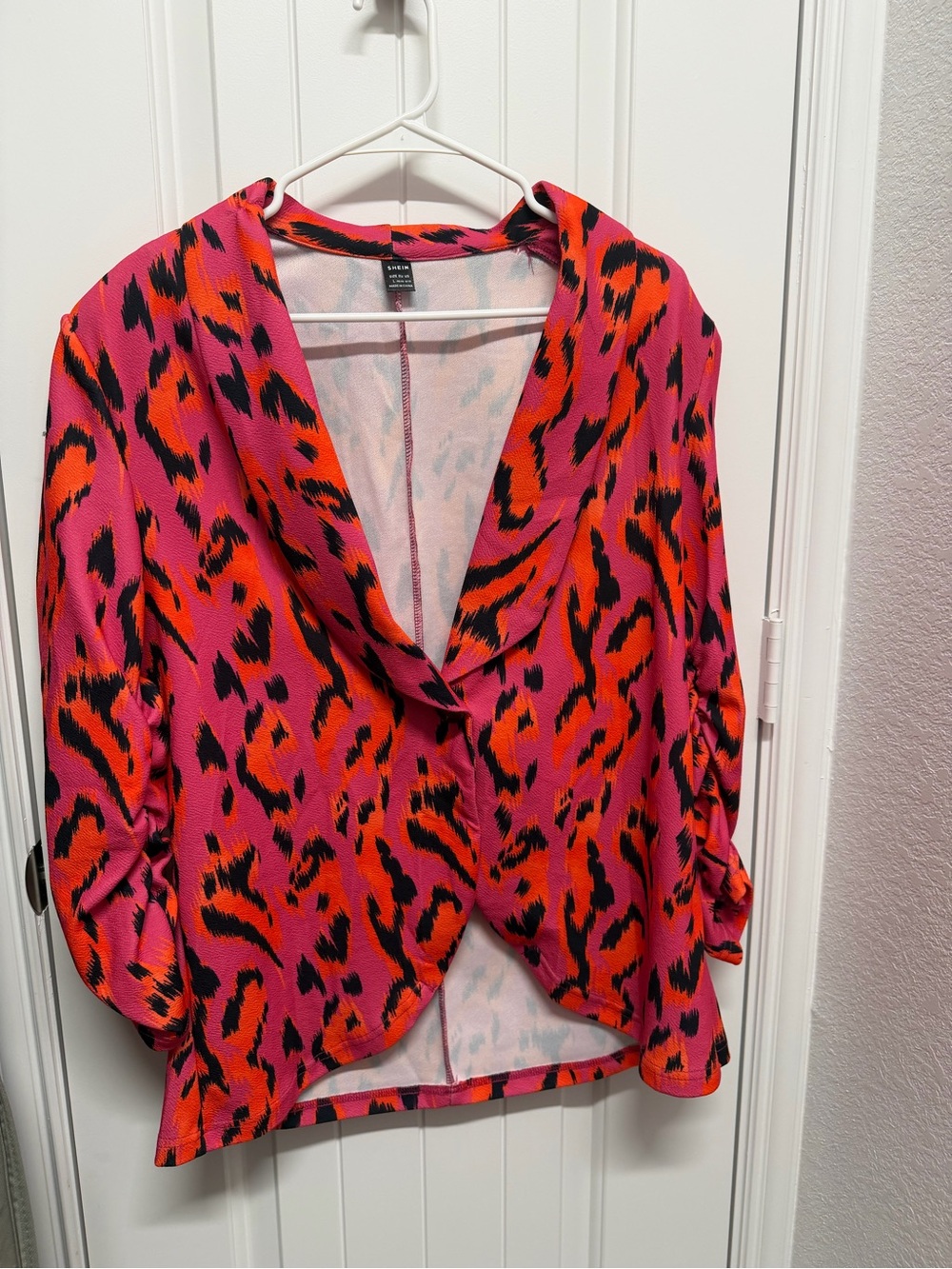 SHEIN Pink & Orange Animal Print Blazer